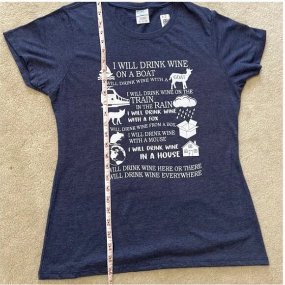 NWT I Will Drink Wine On Boat Funny Wine Lover T-Shirt Women Size Medium - Picture 8 of 9